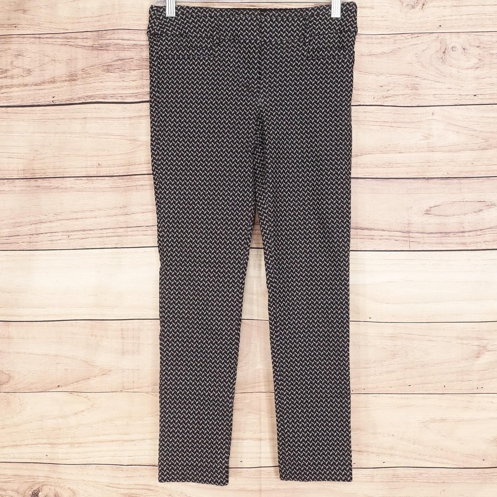 Candies Pants L Black Herringbone Skinny Dress Pull On Stretch Knit